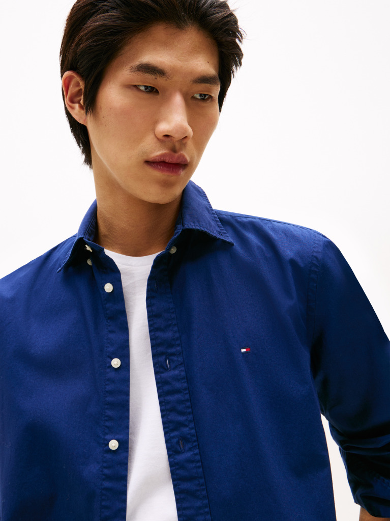 Blue Camasa Poplin Th Flex Cu Croiala Regular  Barbati