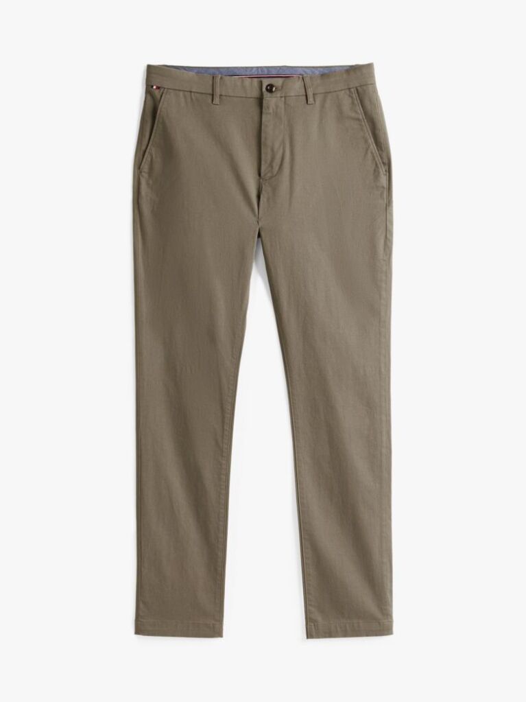 Gri Pantaloni Chinos Slim Cu Broderie Steag  Barbati