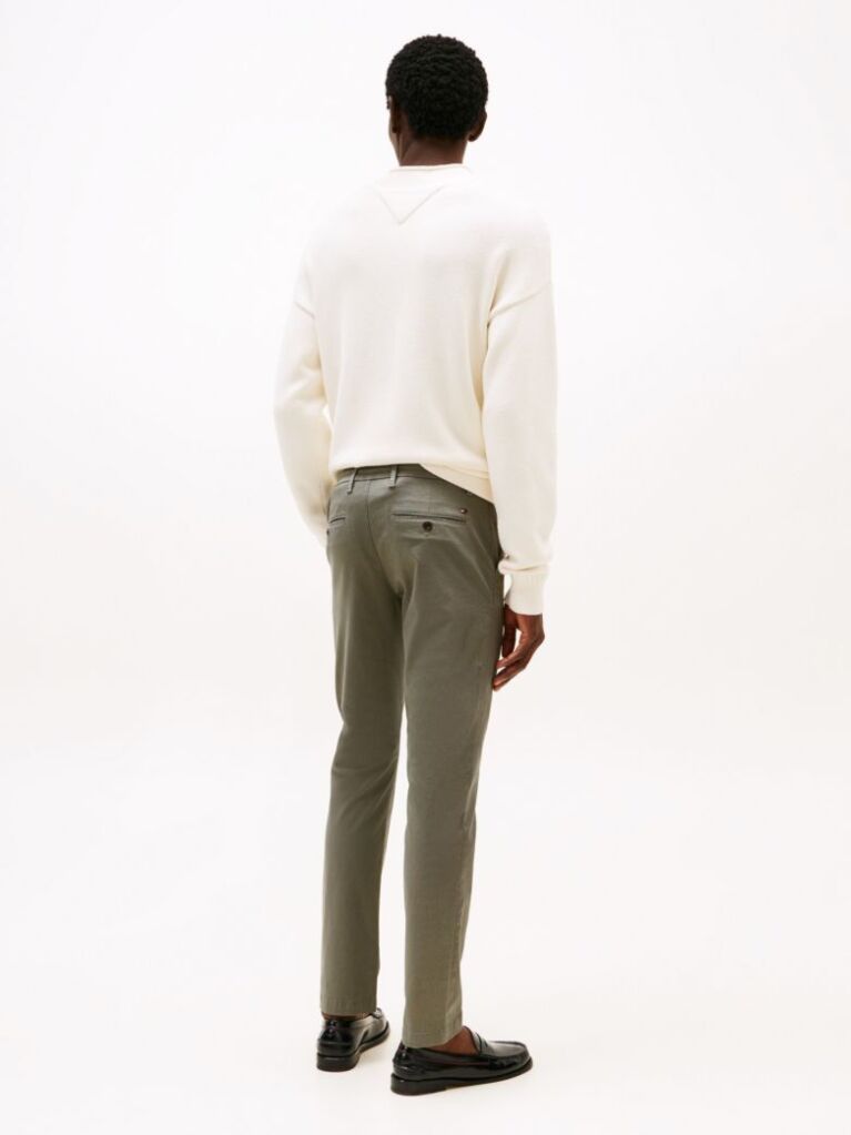 Gri Pantaloni Chinos Slim Cu Broderie Steag  Barbati