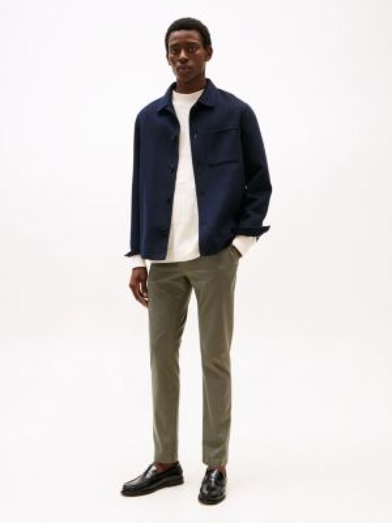Gri Pantaloni Chinos Slim Cu Broderie Steag  Barbati