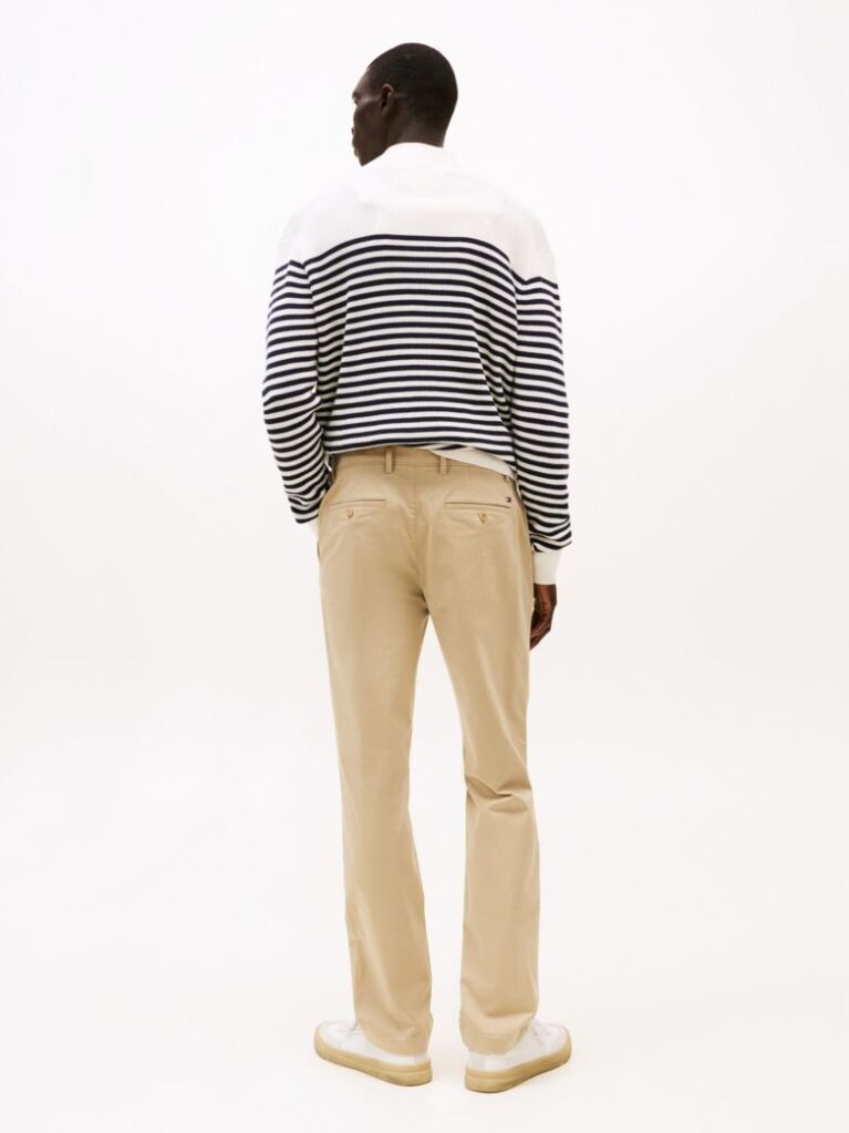 Beige Denton Stretch Cotton Straight Chinos  Men