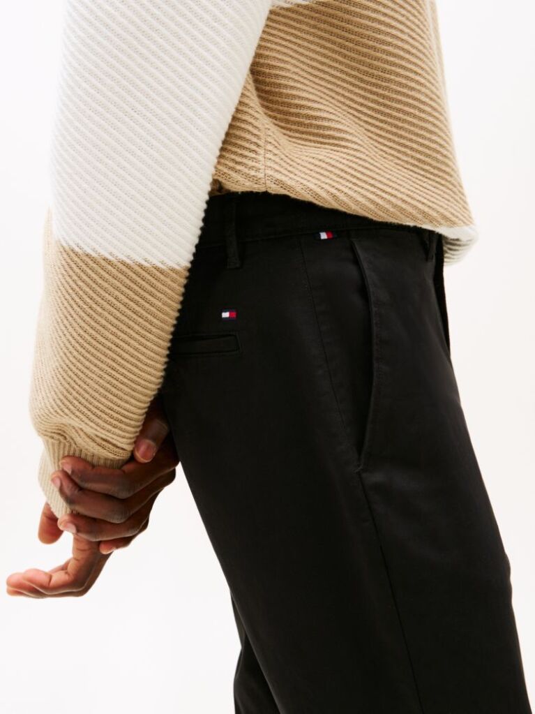 Negru Pantaloni Chino Drepti Denton Din Bumbac Elastic  Barbati