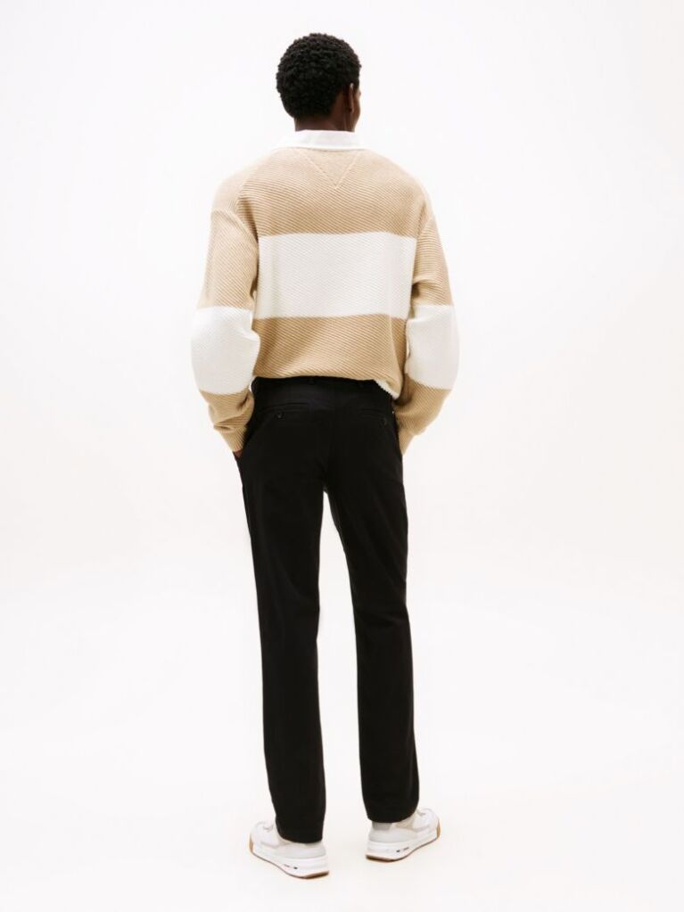 Negru Pantaloni Chino Drepti Denton Din Bumbac Elastic  Barbati