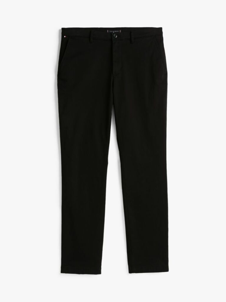 Negru Pantaloni Chino Drepti Denton Din Bumbac Elastic  Barbati