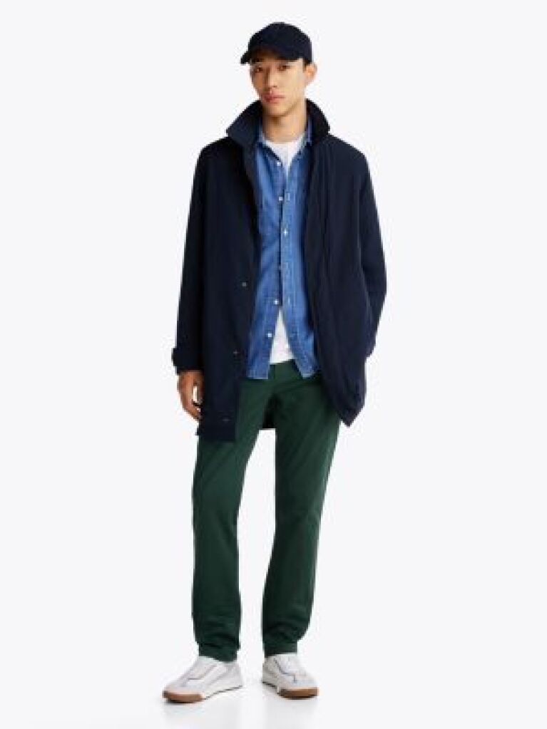 Green Denton Stretch Cotton Straight Chinos  Men