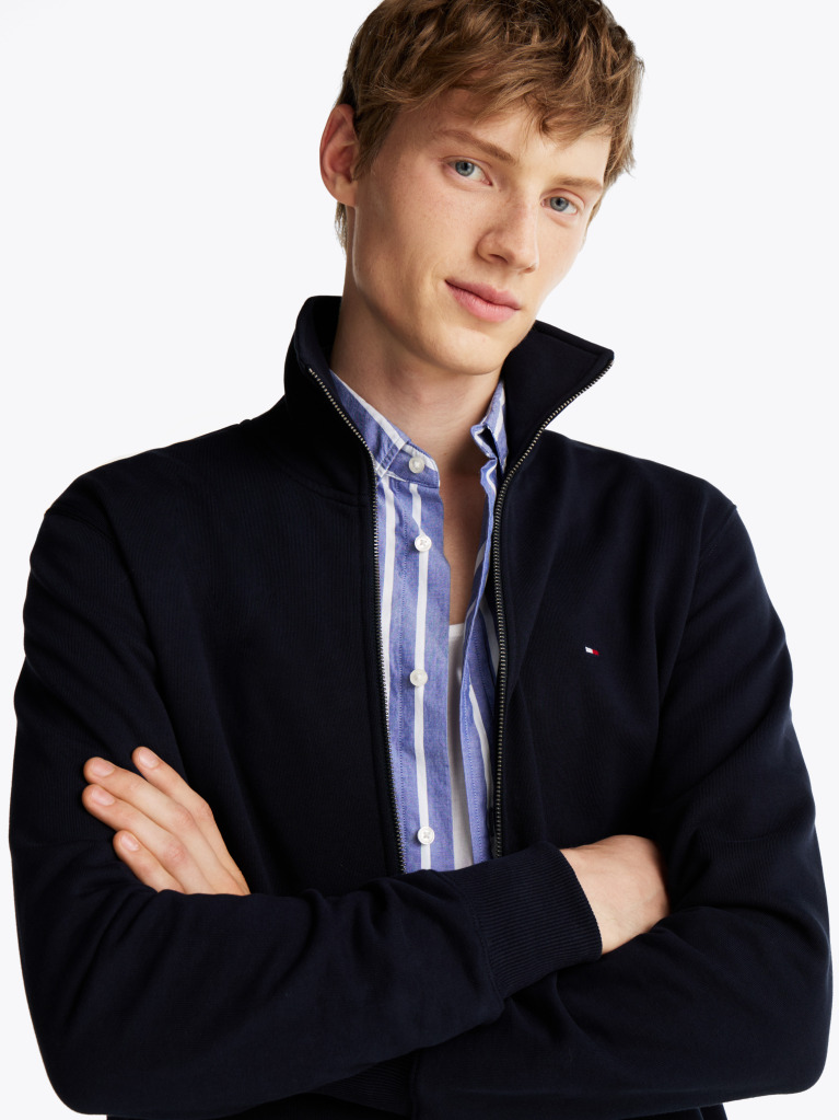 Blue Terry Zip-Thru Sweatshirt  Men