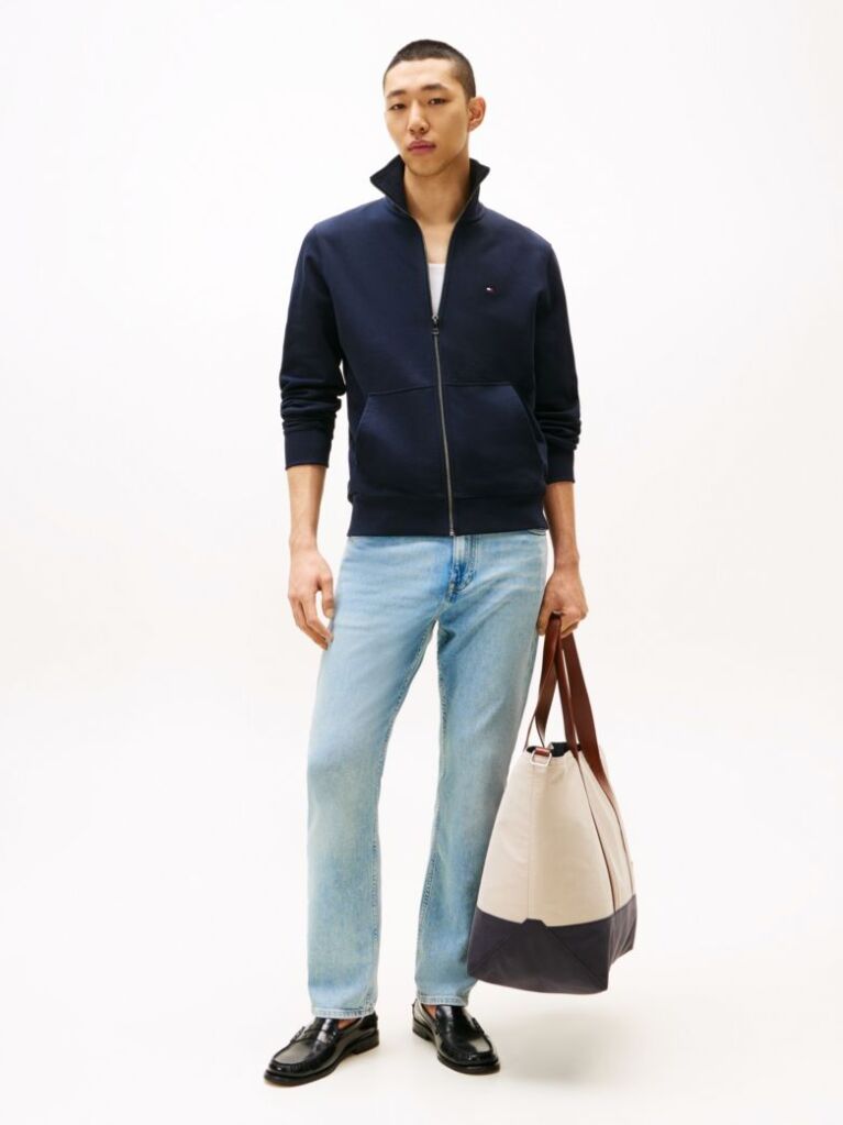 Blue Terry Zip-Thru Sweatshirt  Men