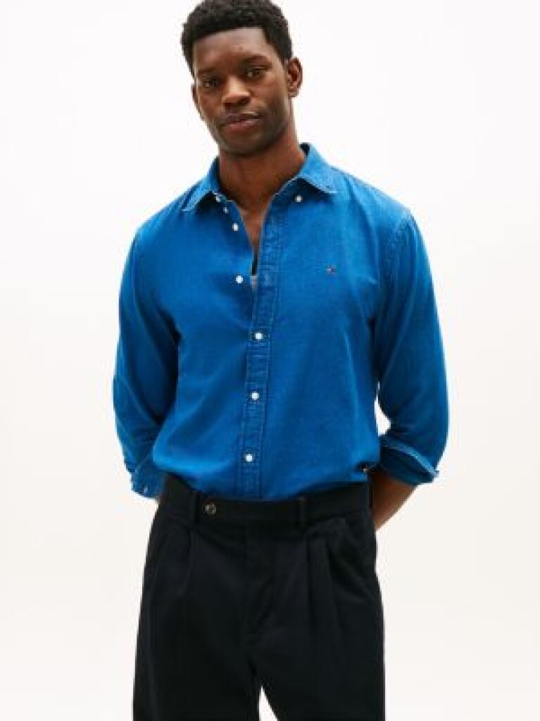 Blue Camasa Chambray Regular Fit  Barbati