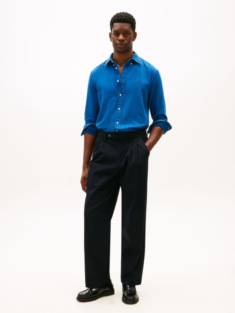 Blue Camasa Chambray Regular Fit  Barbati