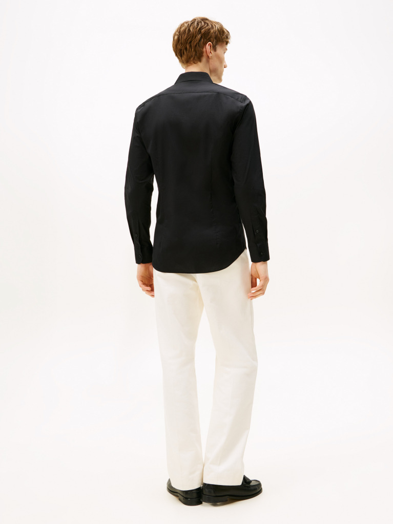 Black Flex Slim Fit Poplin Shirt  Men