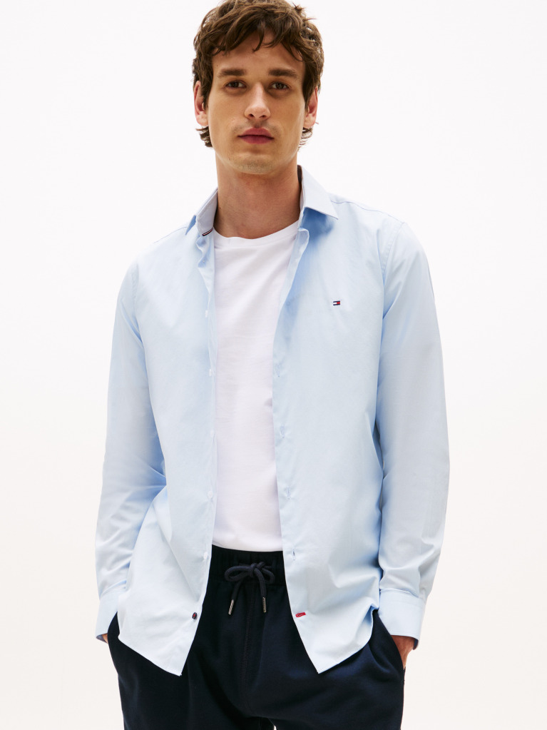 Blue Flex Slim Fit Poplin Shirt  Men