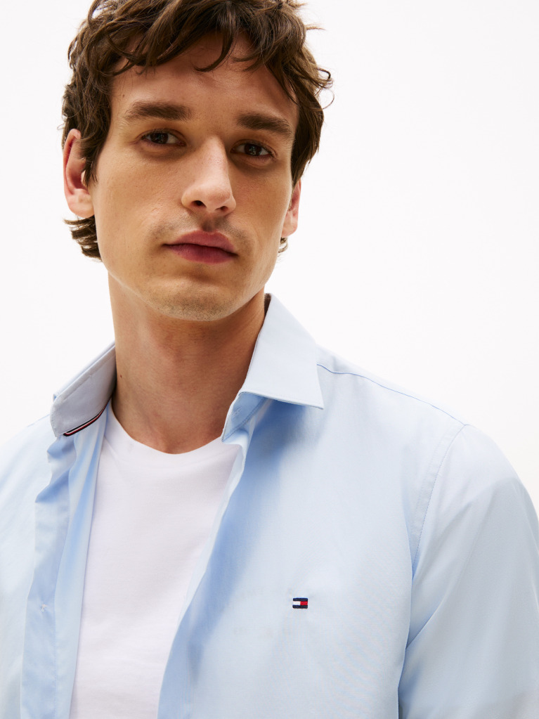 Blue Flex Slim Fit Poplin Shirt  Men