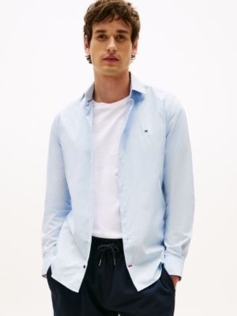Blue Flex Slim Fit Poplin Shirt  Men