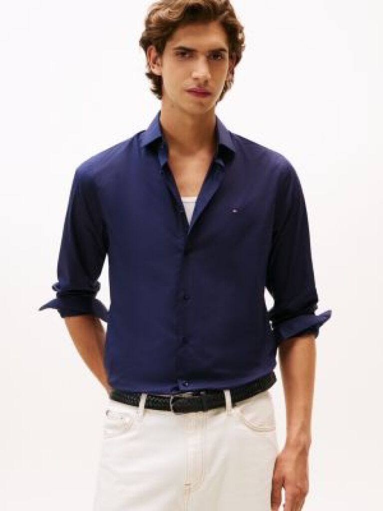 Blue Flex Slim Fit Poplin Shirt  Men