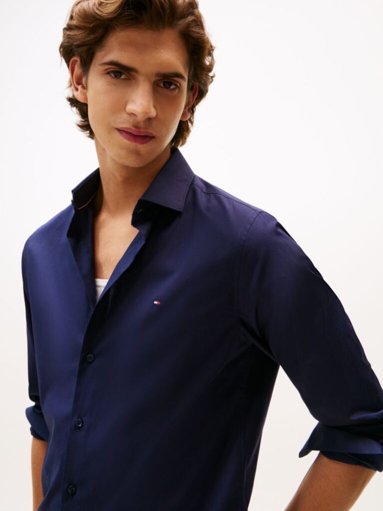 Blue Flex Slim Fit Poplin Shirt  Men