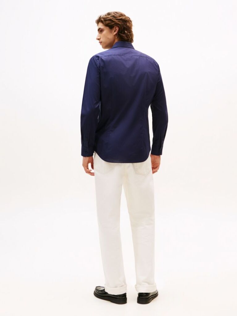 Blue Flex Slim Fit Poplin Shirt  Men