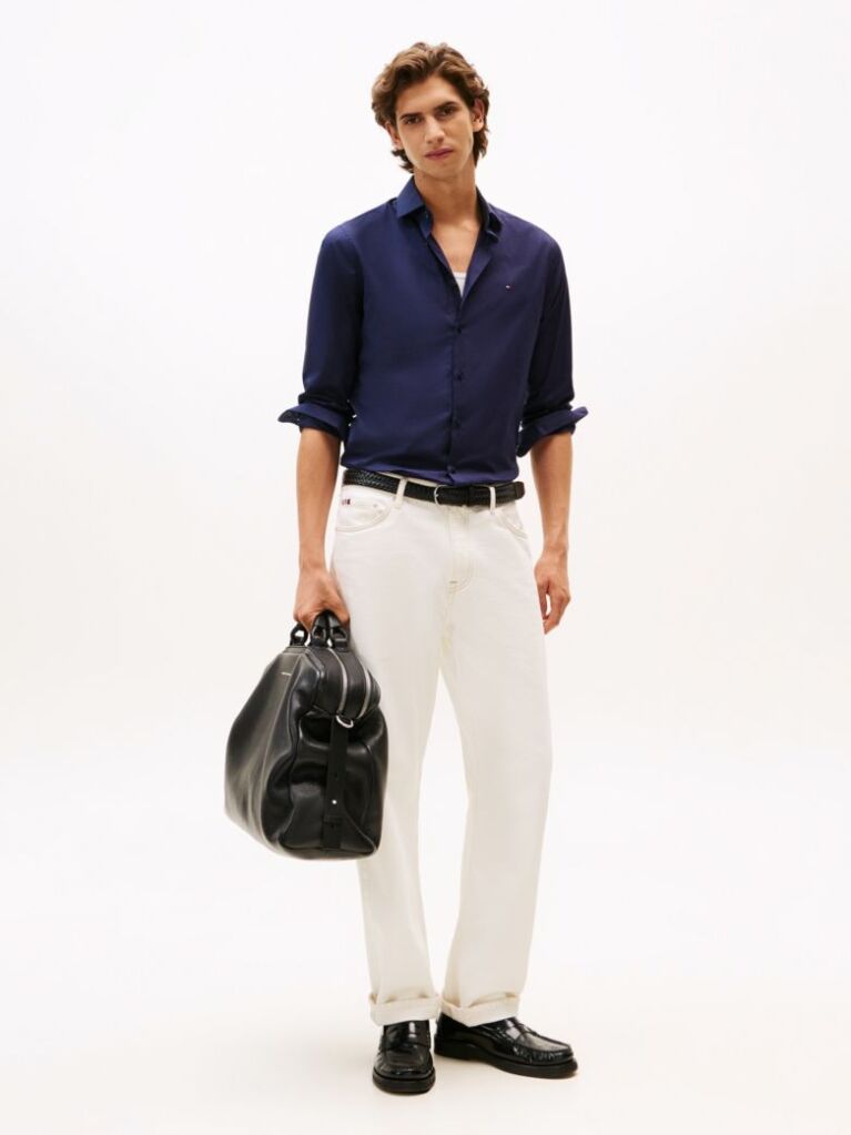 Blue Flex Slim Fit Poplin Shirt  Men