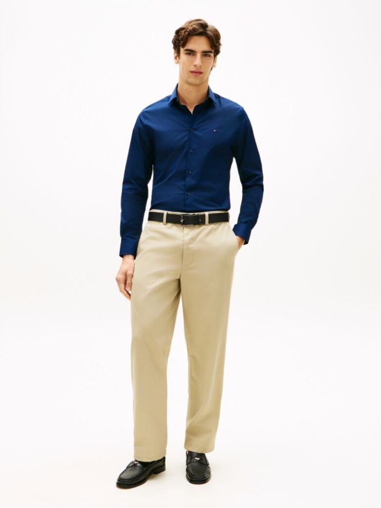 Blue Flex Slim Fit Poplin Shirt  Men