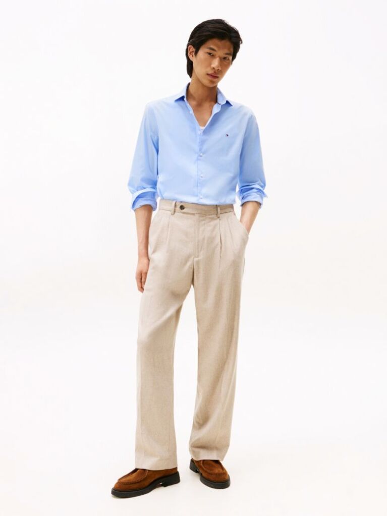 Blue Camasa Flex Slim Fit Din Poplin   Barbati