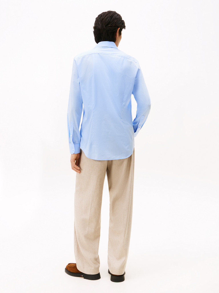 Blue Camasa Flex Slim Fit Din Poplin   Barbati