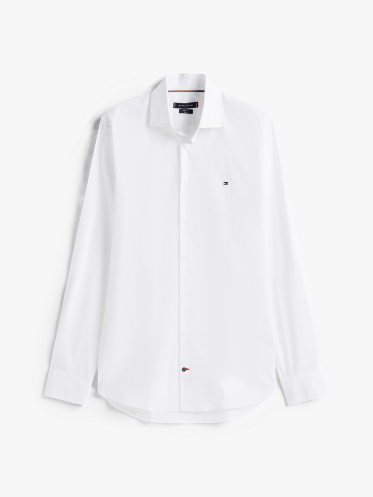 White Flex Slim Fit Poplin Shirt  Men