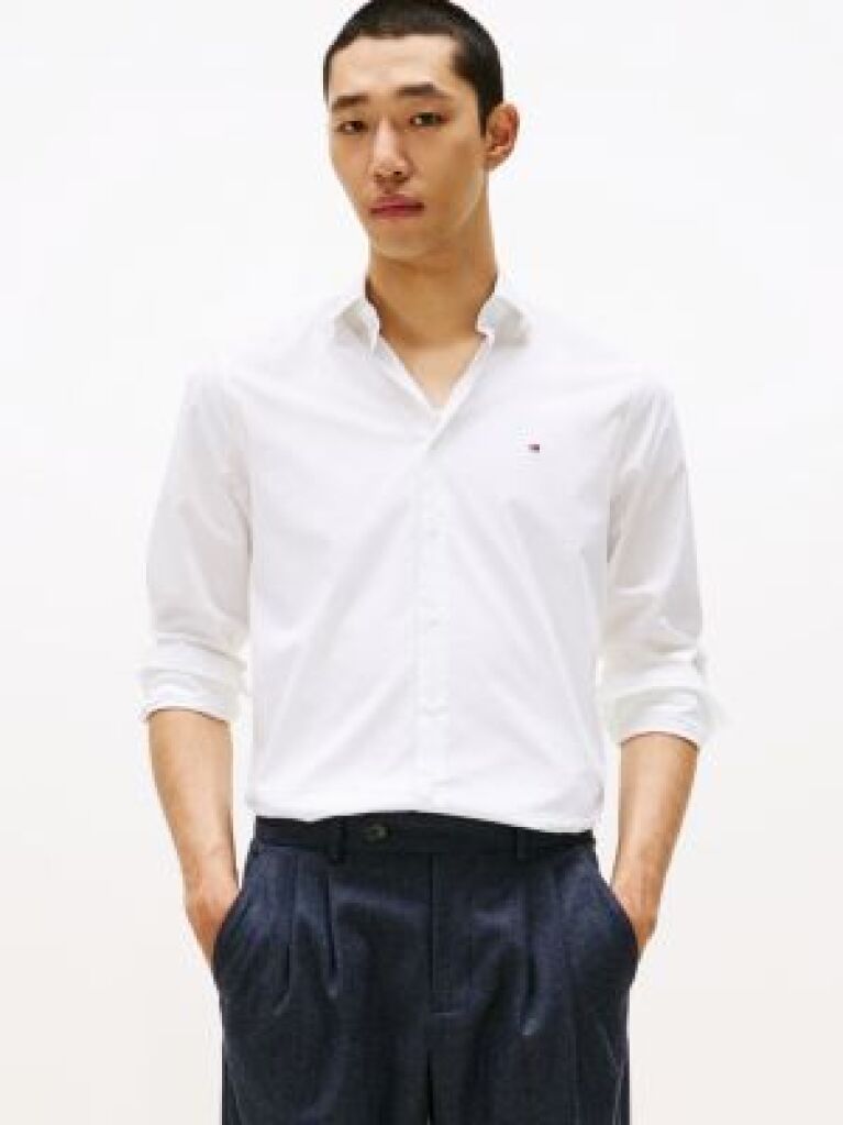 White Flex Slim Fit Poplin Shirt  Men