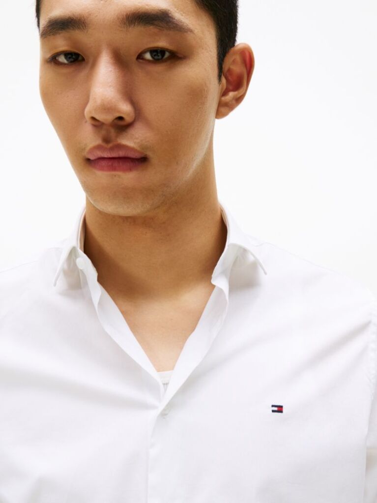 White Flex Slim Fit Poplin Shirt  Men