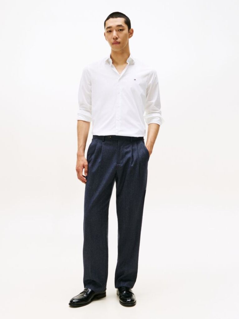White Flex Slim Fit Poplin Shirt  Men