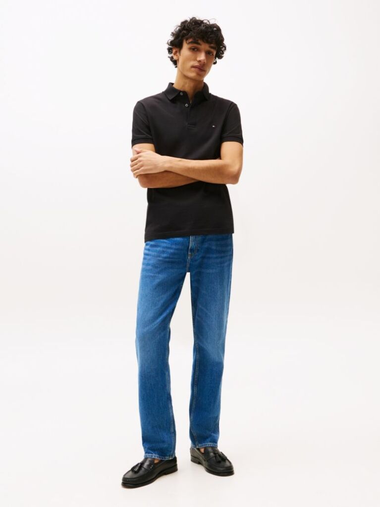 Black Regular Fit Concealed Placket Polo Shirt  Men