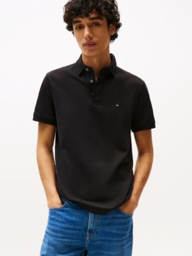 Black Regular Fit Concealed Placket Polo Shirt  Men