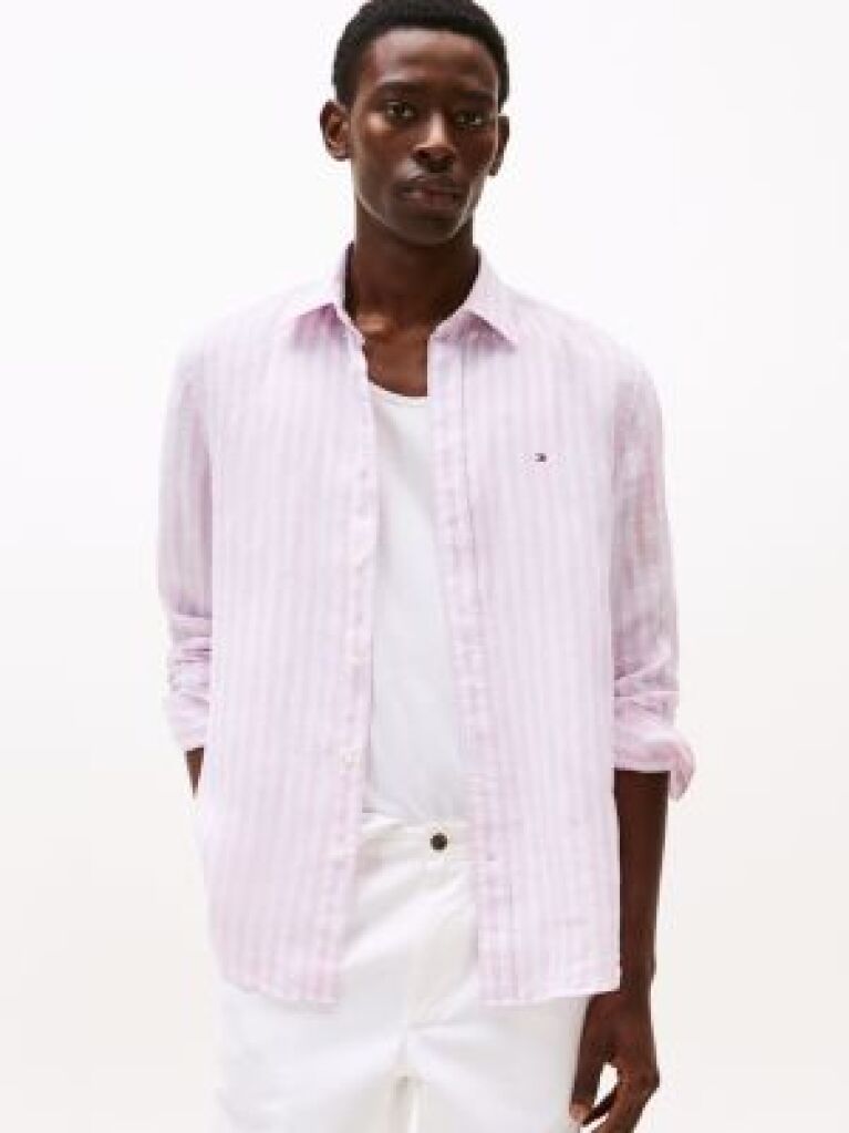 Multi Regular Fit Stripe Linen Shirt  Men