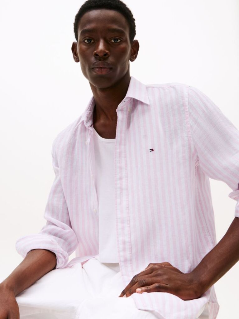 Multi Regular Fit Stripe Linen Shirt  Men
