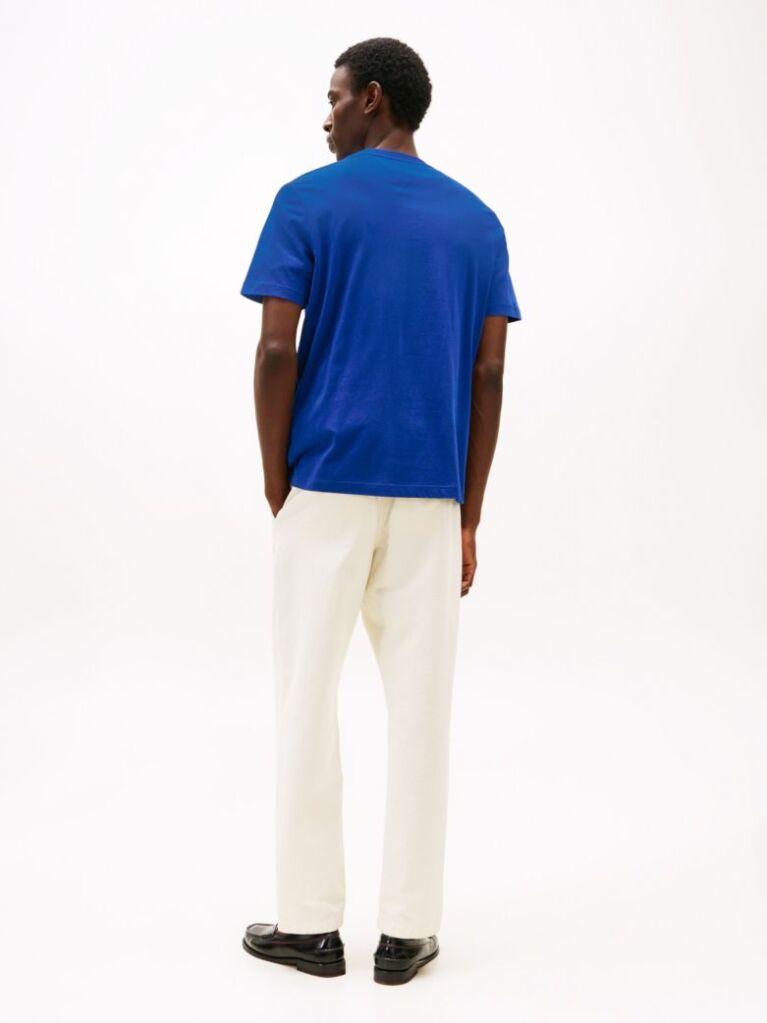 Blue Tricou Cu Guler Rotund Si Logo  Barbati