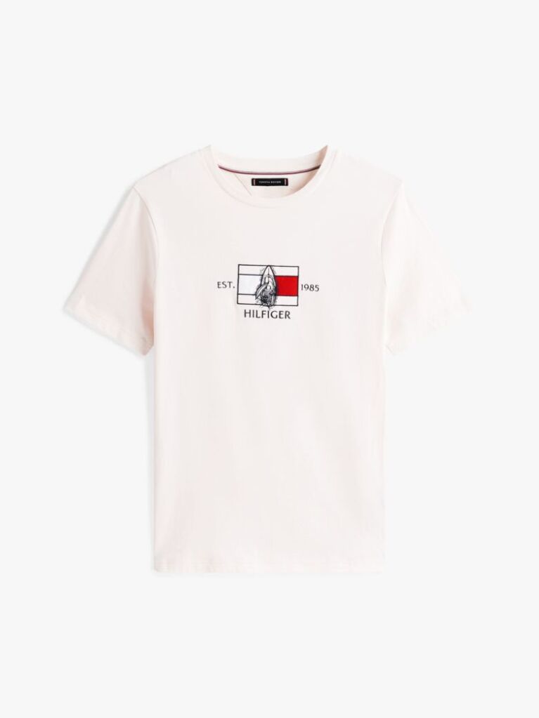 Alb Tricou Cu Guler Rotund Si Logo Cu Grafic  Barbati