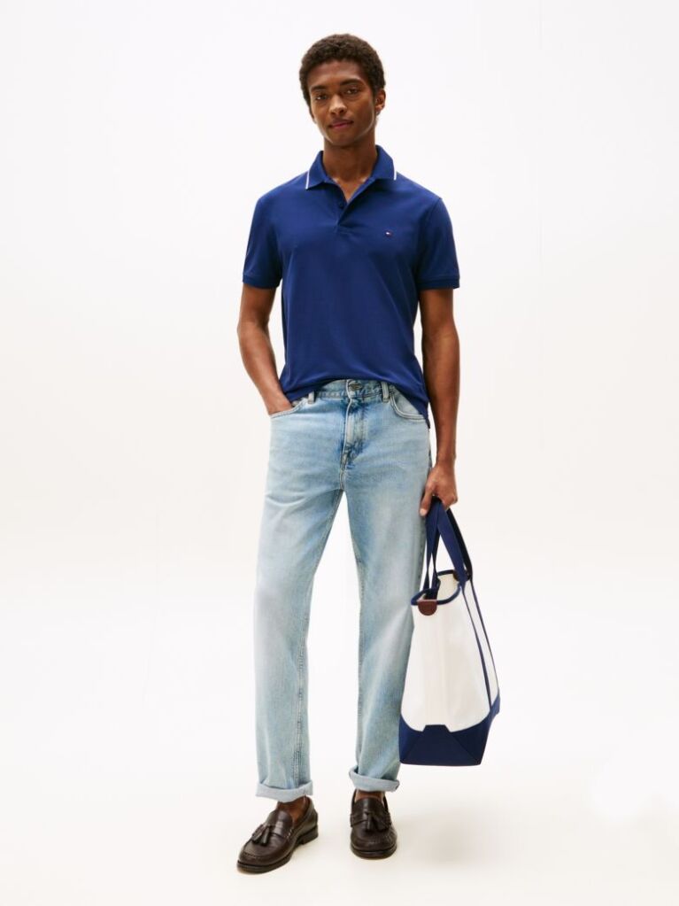 Blue Performance Tipped Regular Polo  Men