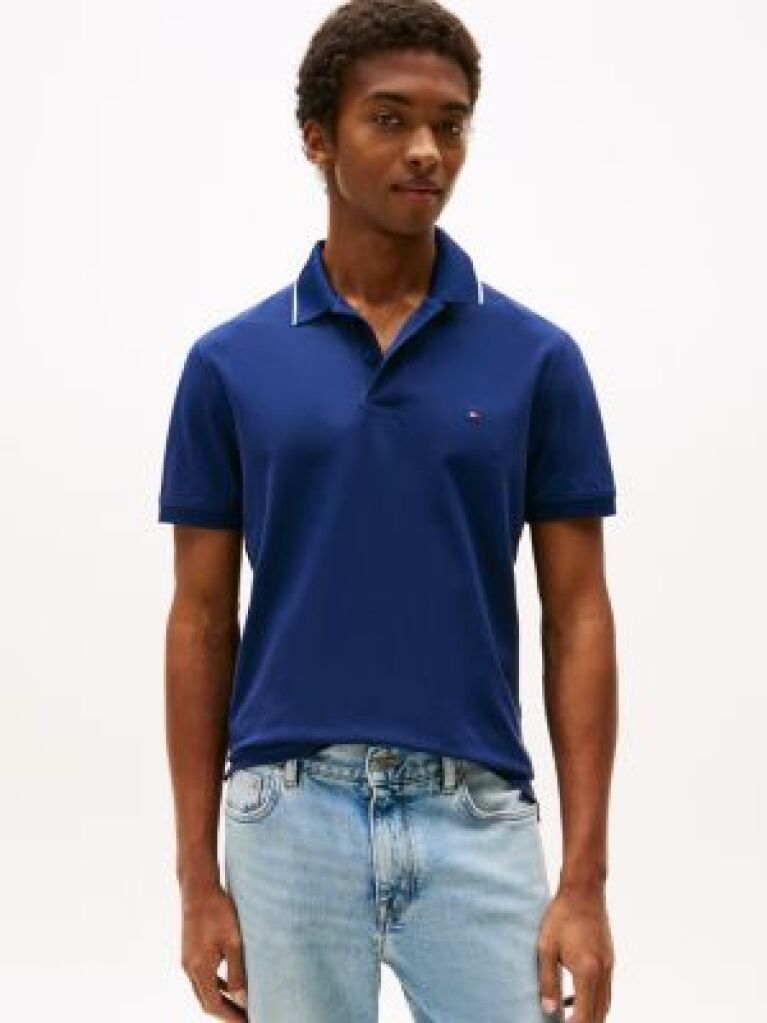 Blue Performance Tipped Regular Polo  Men