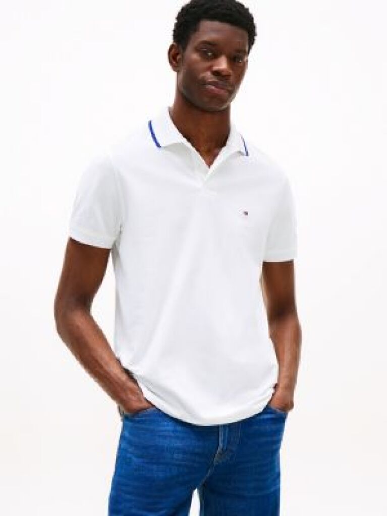 Alb Tricou Polo Regular Performance Tipped  Barbati