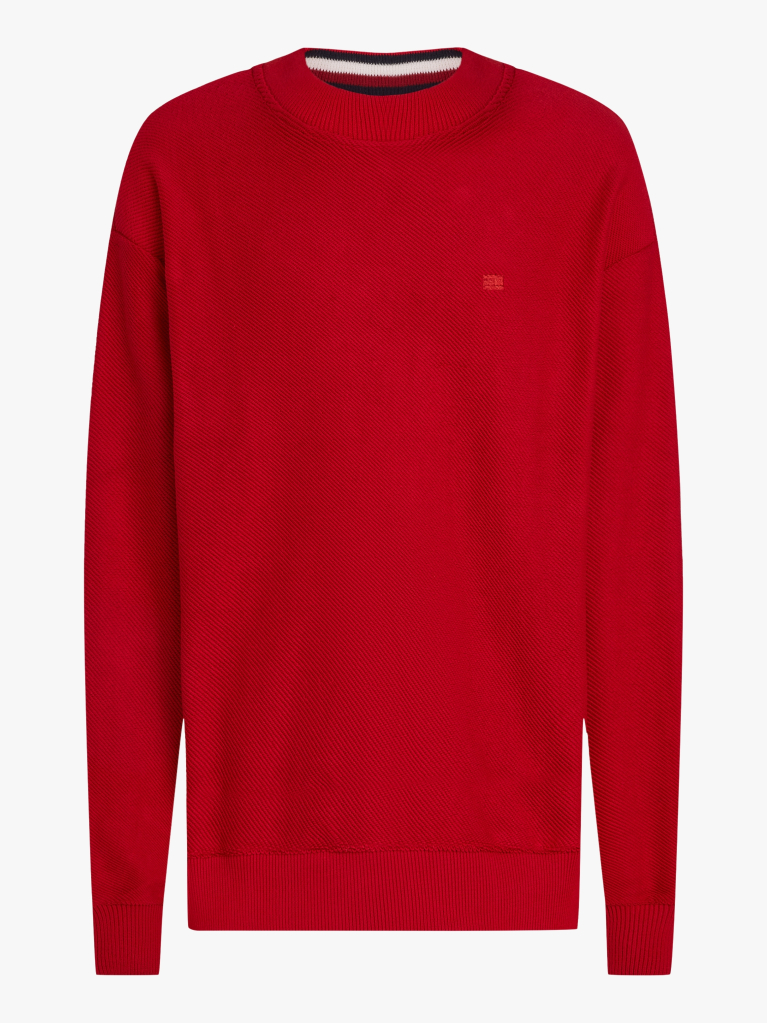 Rosu Bluza Boxy Cu Guler Rotund  Barbati