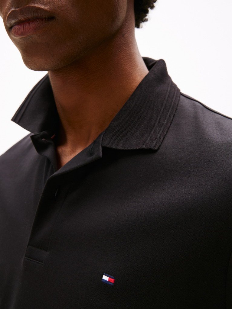Negru Polo Regular Cu Interlock De Lux  Barbati