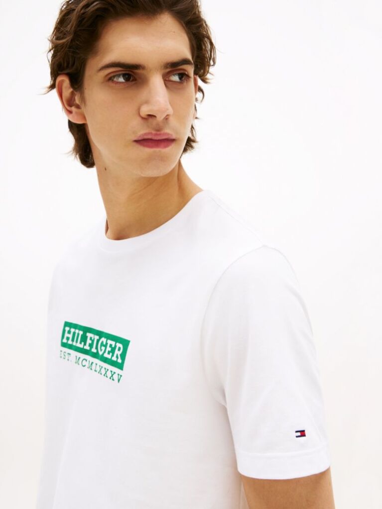 Alb Tricou Cu Imprimeu Grafic Si Logo  Barbati