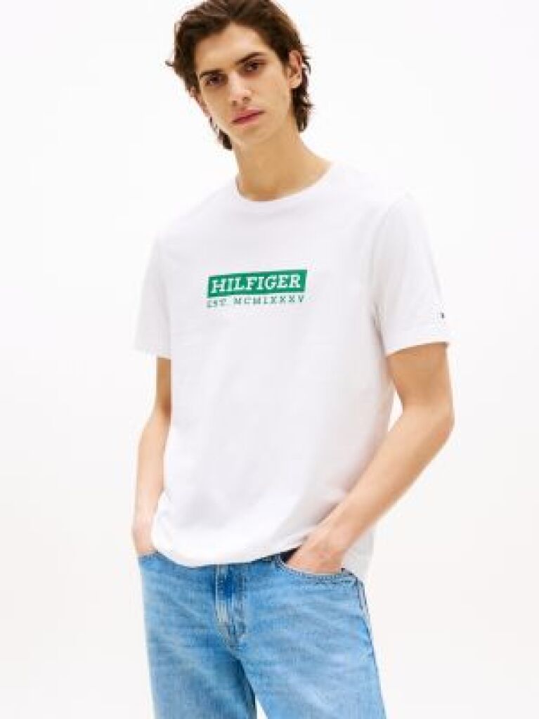 Alb Tricou Cu Imprimeu Grafic Si Logo  Barbati
