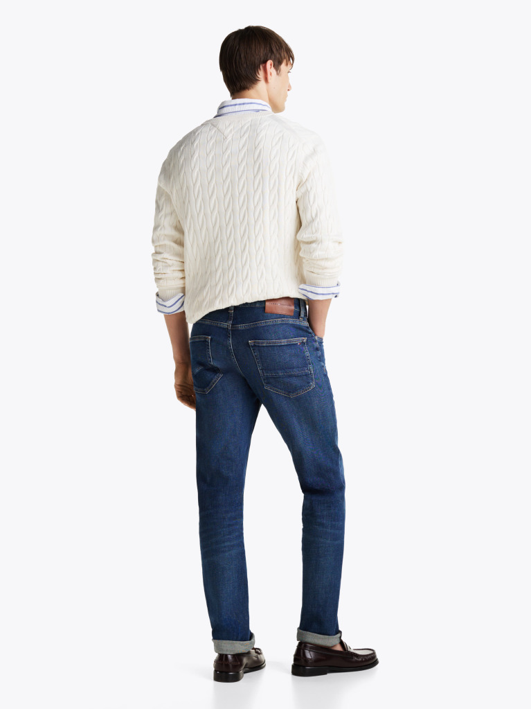 Blue Denton Whiskered Straight Leg Jeans  Men