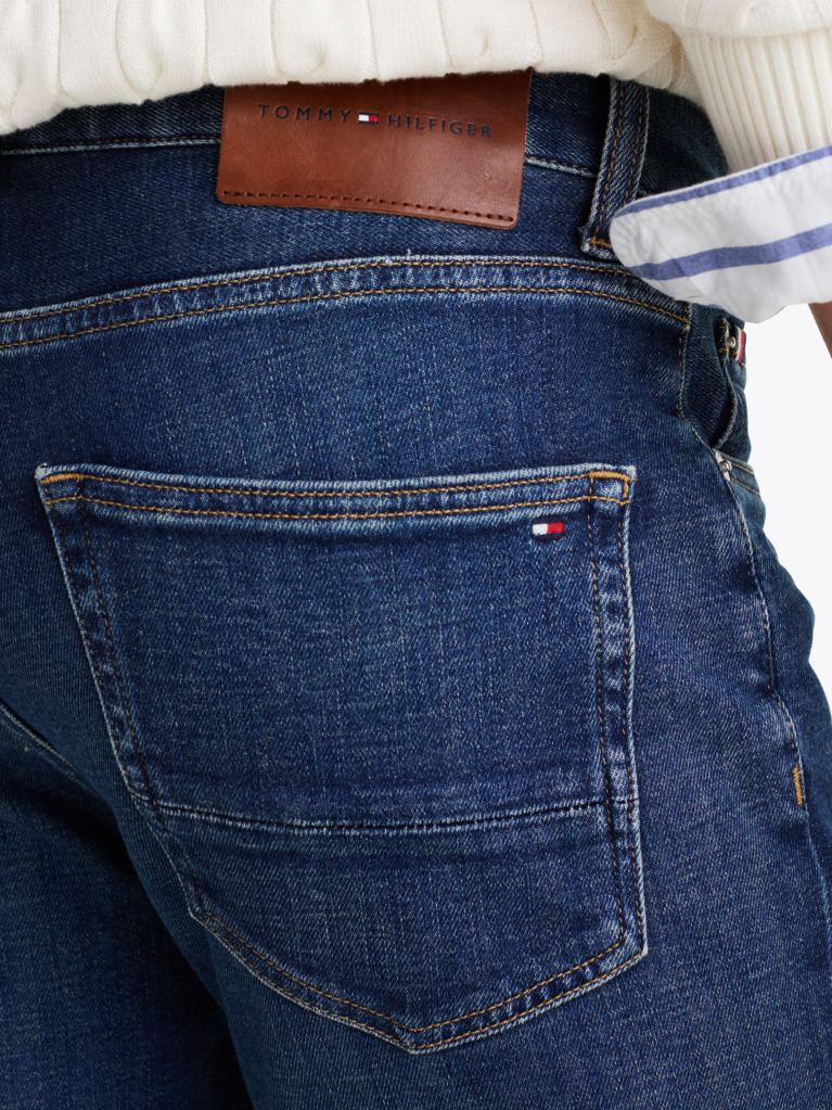 Blue Denton Whiskered Straight Leg Jeans  Men