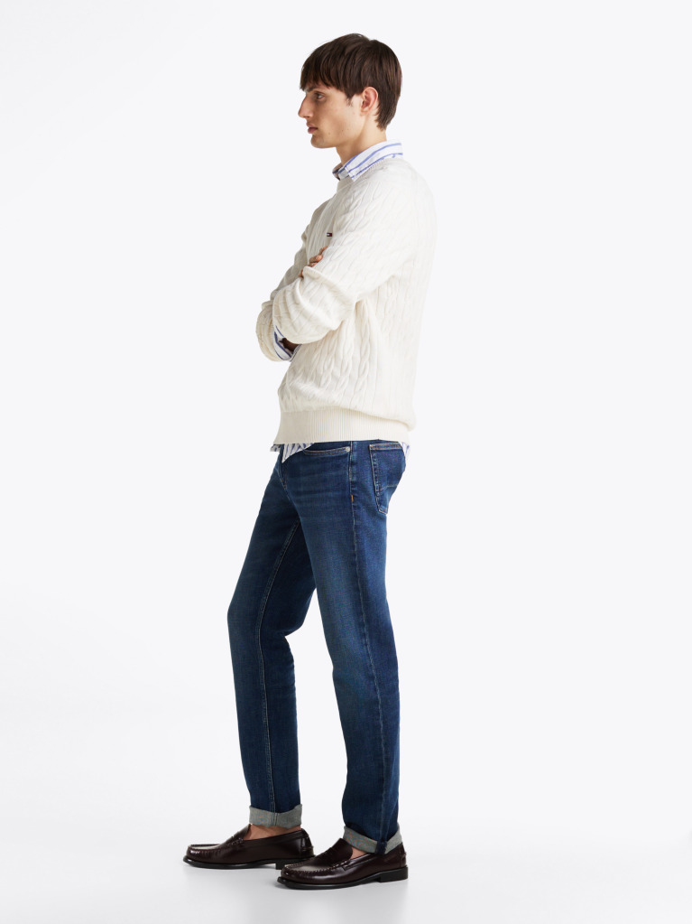 Blue Denton Whiskered Straight Leg Jeans  Men