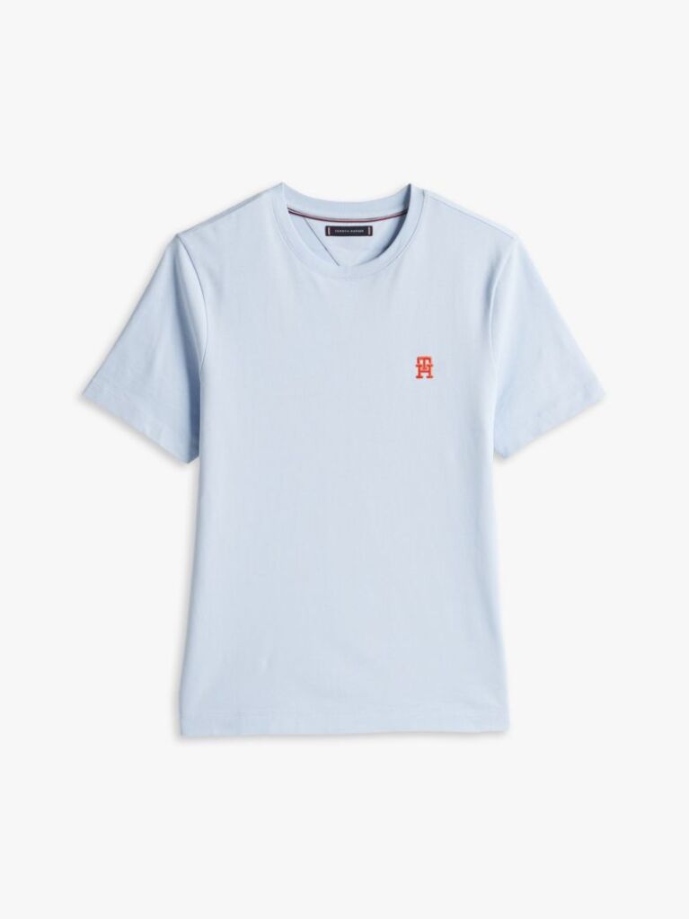 Blue Tricou Cu Broderie Th Monogram Contrastanta  Barbati