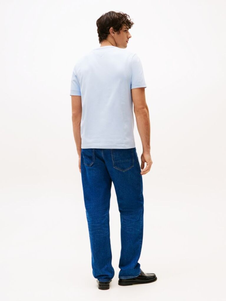 Blue Tricou Cu Broderie Th Monogram Contrastanta  Barbati