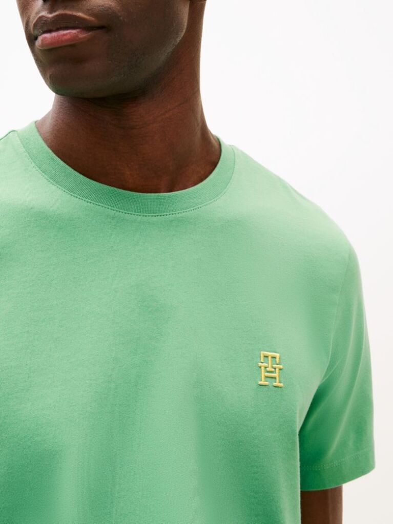 Verde Tricou Cu Broderie Th Monogram Contrastanta  Barbati