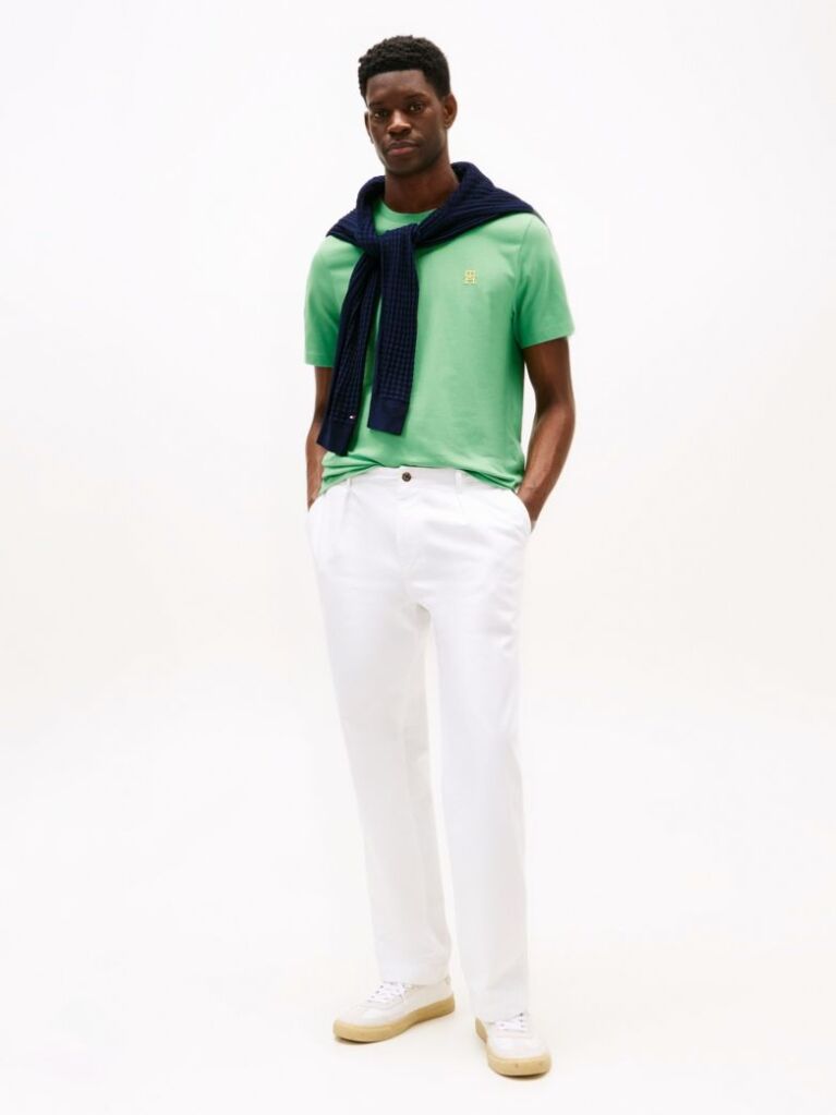 Verde Tricou Cu Broderie Th Monogram Contrastanta  Barbati