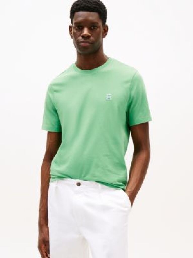 Verde Tricou Cu Broderie Th Monogram Contrastanta  Barbati