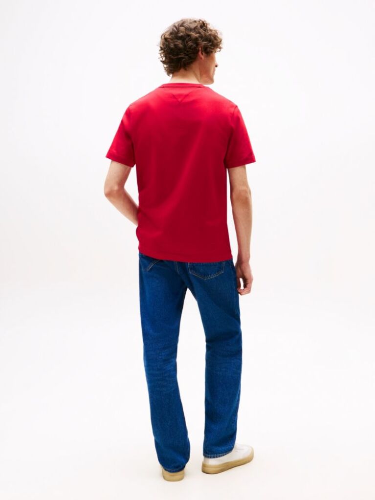 Rosu Tricou Cu Broderie Th Monogram Contrastanta  Barbati